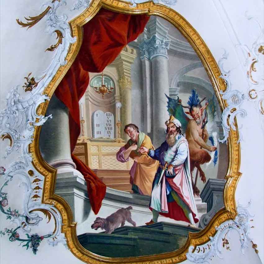 XVIII век. Мытарь и фарисей. Фреска в базилике аббатство Оттоберен на юге Баварии.