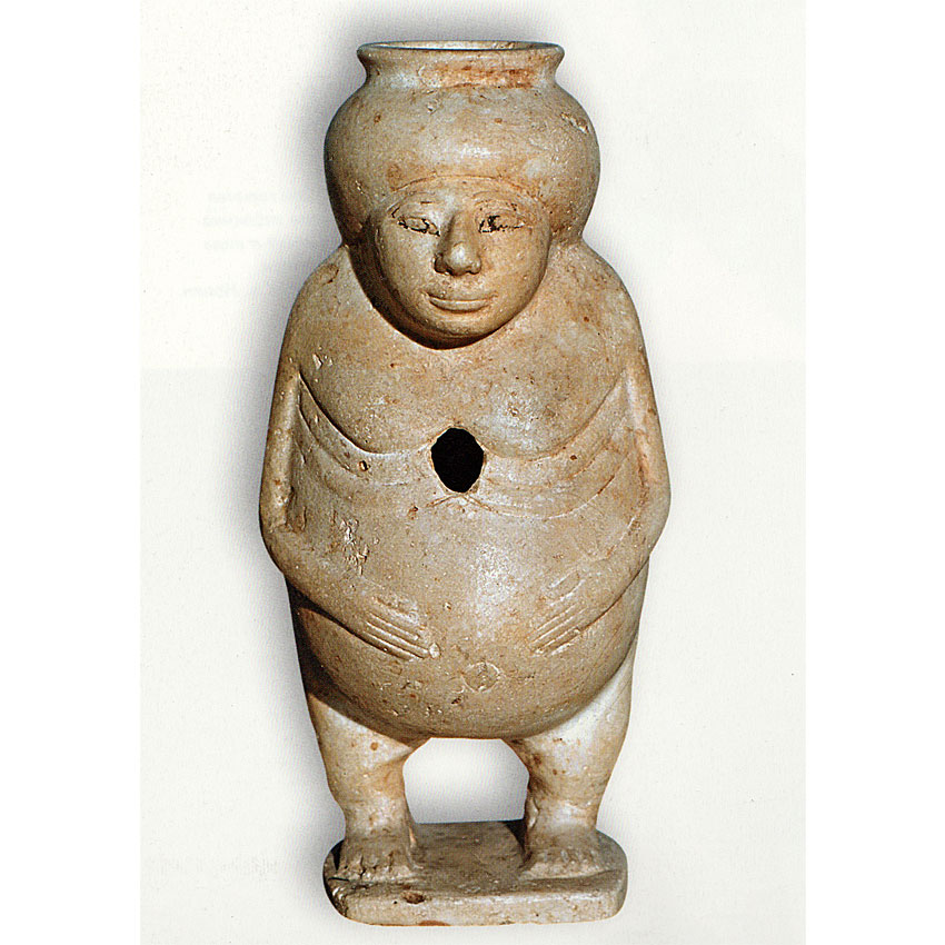 1550-1292 годы до р.Х. (XVIII династия). Сосуд для грудного молока. Алебастр. Египет. Исторический музей, Москва.