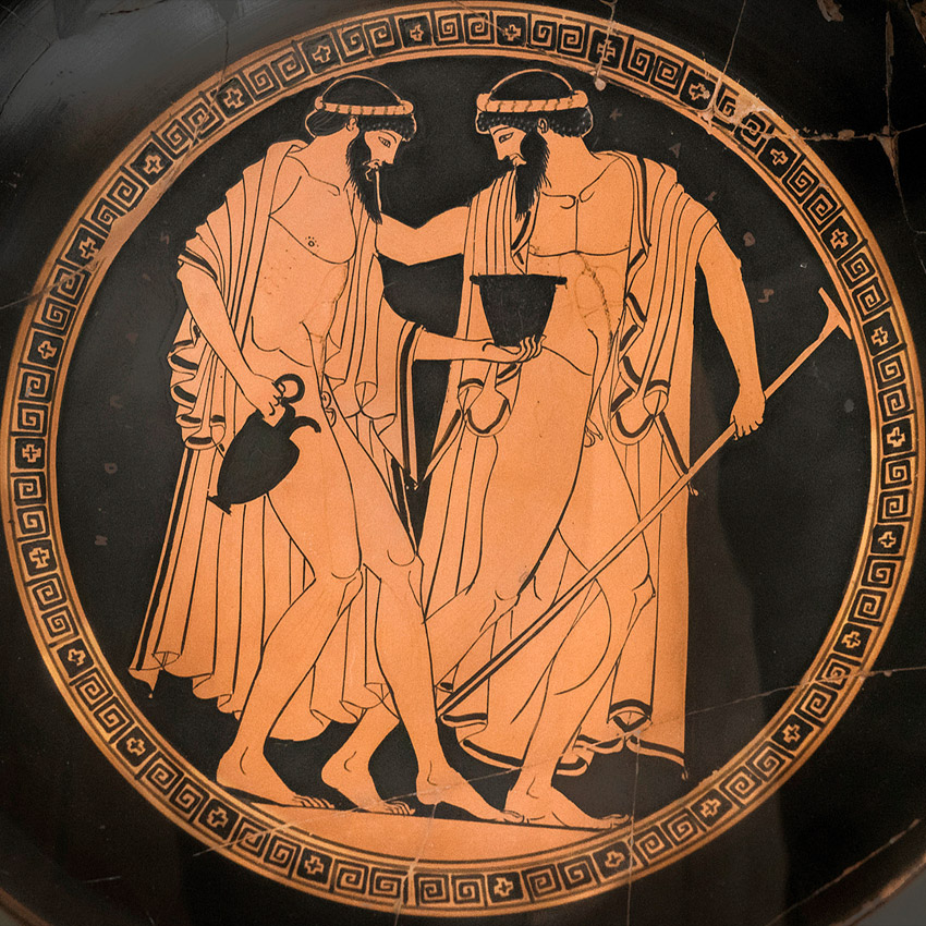 490-480 гг. Дорис. Два комаста. Из Вульчи, Этрурия. Британский музей.