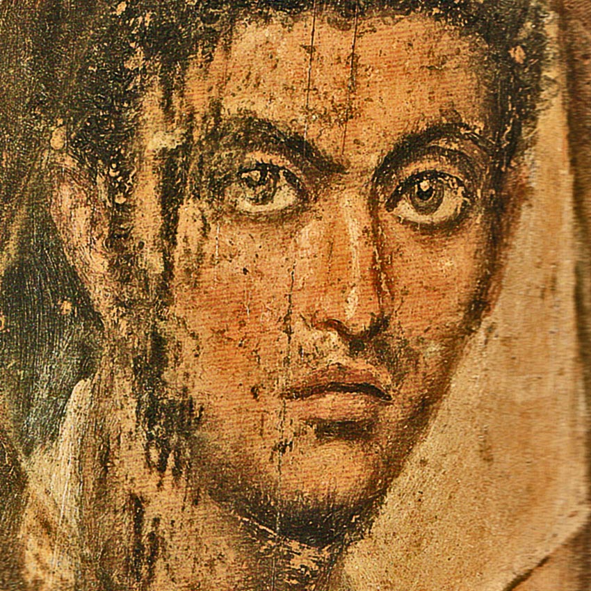 40-80-е годы. Мужской портрет из раскопок в Гаваре 1892 года. Берлинский музей египетских древностей. По мнению Барбары Борг, художник тот же, что у портрета мумии в Метрополитен (№11139).