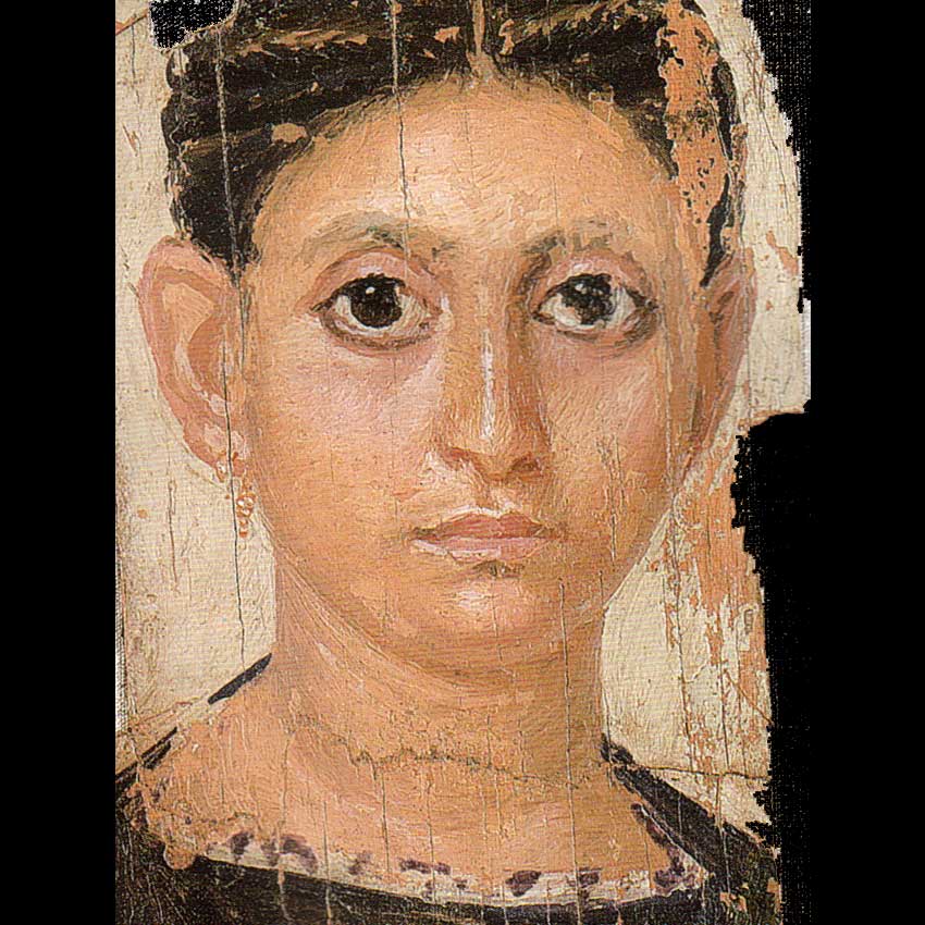 100-150 годы. Портрет девушки из раскопок Гайета в Антинополиса. Лувр. 