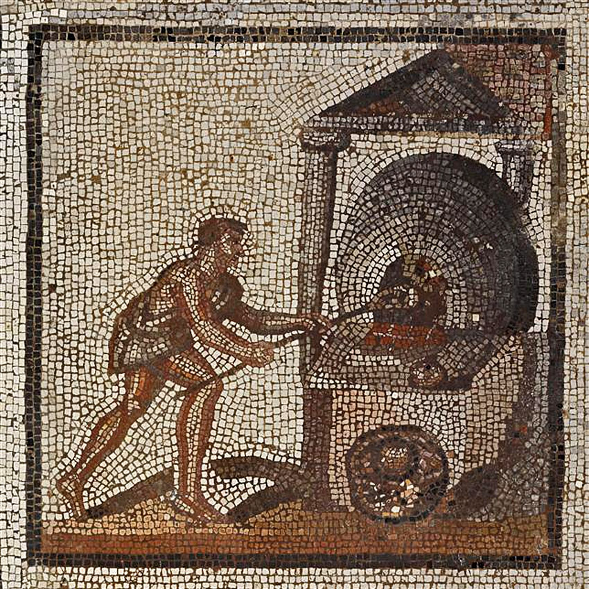 III век, первая половина. Мозаики из римского дома. Приготовление хлеба. Сен-Ромэн-ан-Галь, Франция. Музей в Сен-Жермен-ан-Лэ.