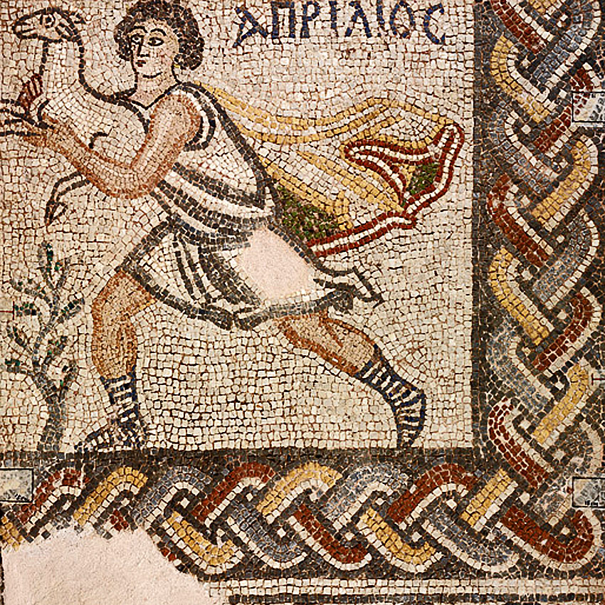 Начало VI века. Пастух как символ апреля. Мозаика из Фив. Музей в Халкисе.