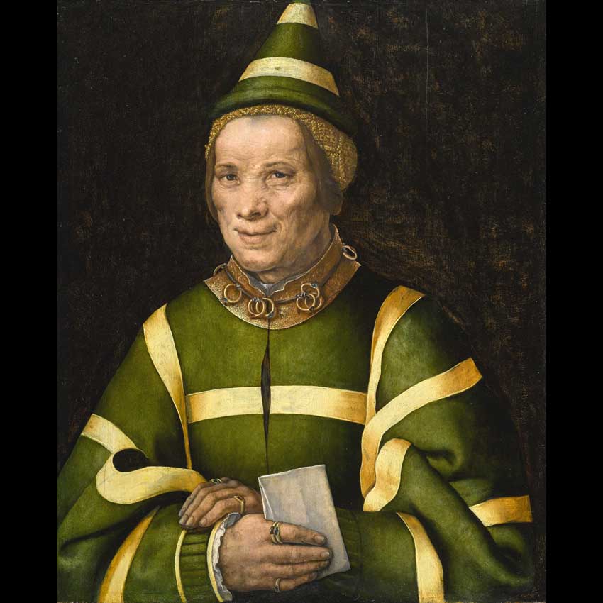 Элизабет, придворная шутиха венгерской королевы Анны. Jan Sanders van Hemessen (ок. 1504-1556). Продана на аукционе Сотбис, 2017 год.