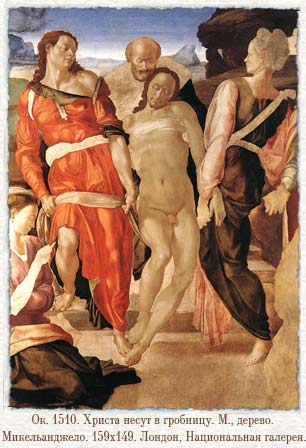 Микеланджело. Христа несут в гробницу.